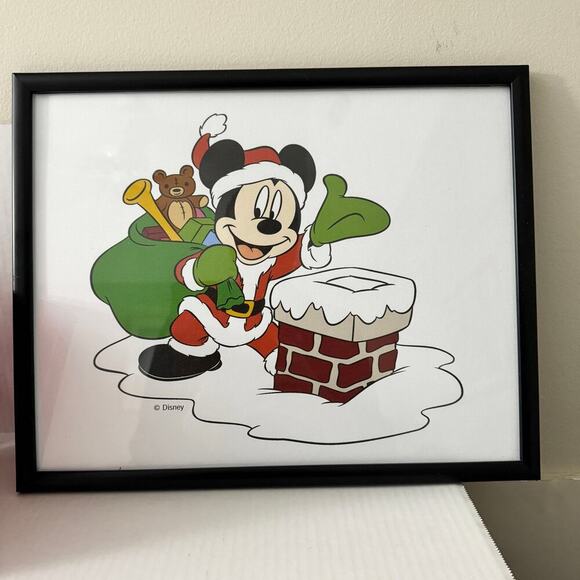 Mickey Mouse Framed Christmas Pictures(2) and Plastic Bucket - Picture 4 of 6
